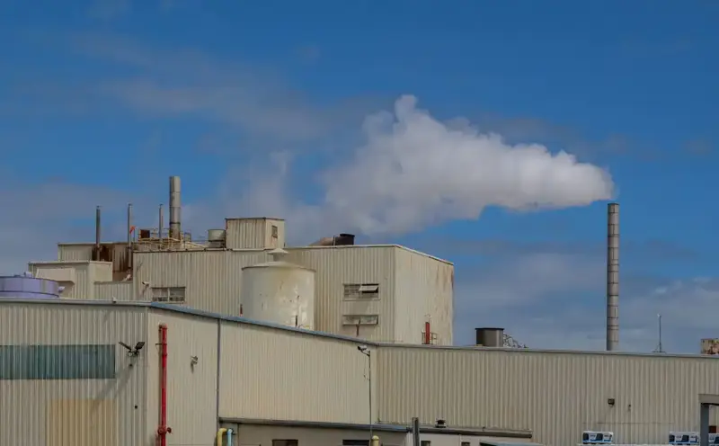 Büyük bir sanayi tesisinin bacaları ve atık gaz tahliye hattı